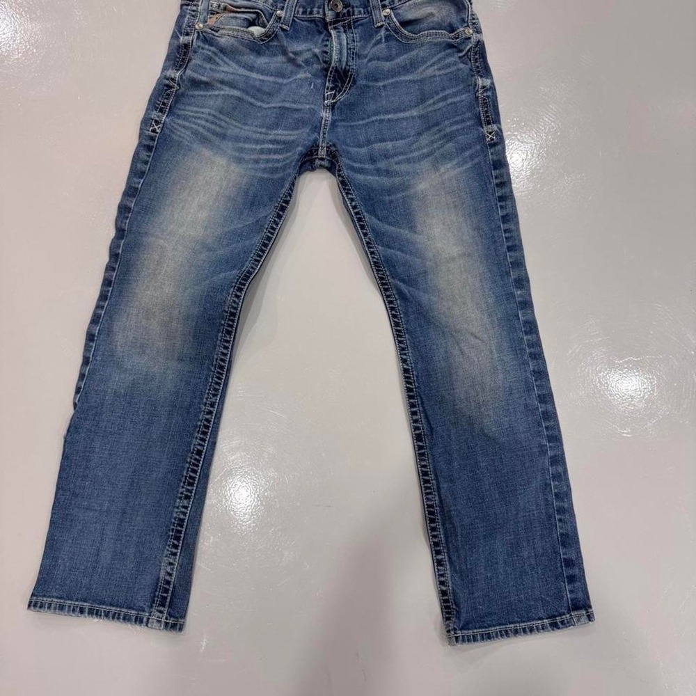 Ariat Men's Slim Straight Mid Rise Medium Wash Blue Denim Jeans 38x32
